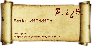 Petky Ádám névjegykártya